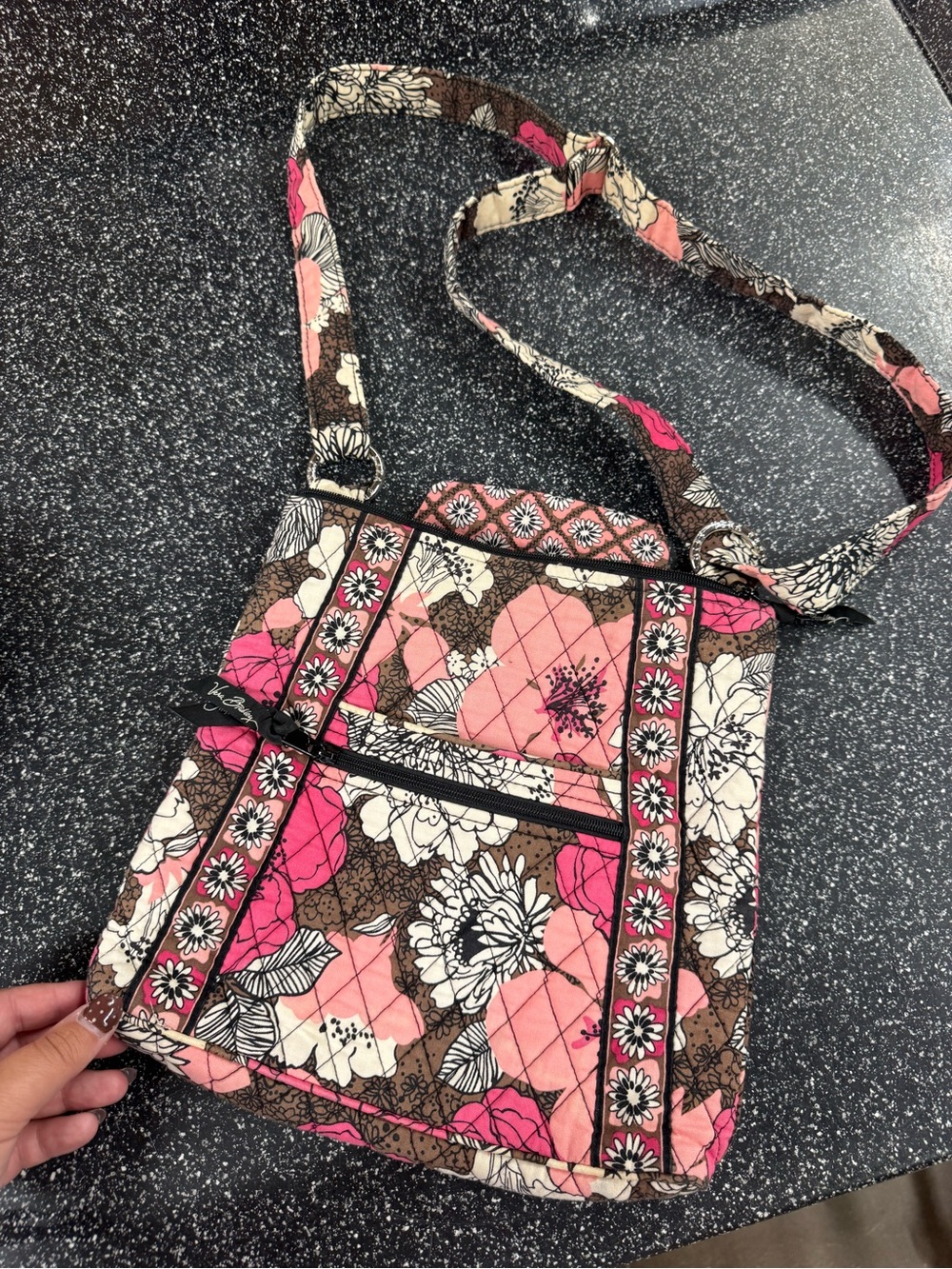 Vera Bradley Quilted Floral Crossbody Bag - Pink & Brown